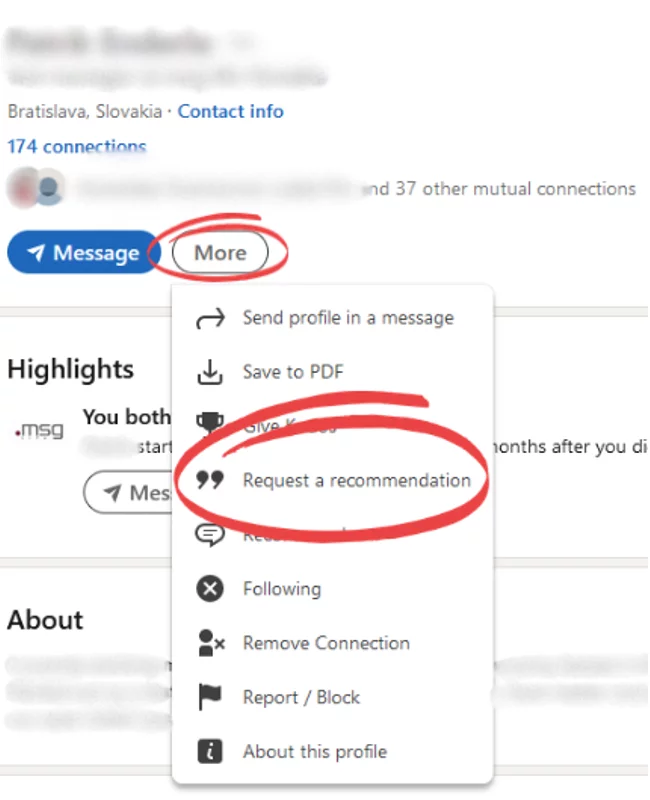 LinkedIn umožňuje dávat doporučení nejen kolegům, ale i kontaktům 1. úrovně.